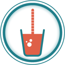 A graphic icon of a sample of urine being tested that has some bubbles in it.