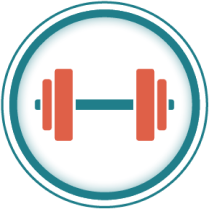 A graphic icon of a weight barbell.